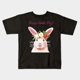 Cute Pink Bunny Rabbit Funny Hipster Easter Kids T-Shirt